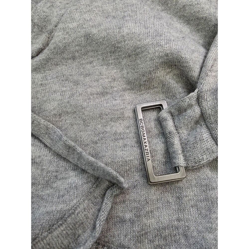BCBGMAXAZRIA Silk Cashmere Wrap Sweater Gray Buckle Tie Front Cardigan M Romania - Picture 9 of 11
